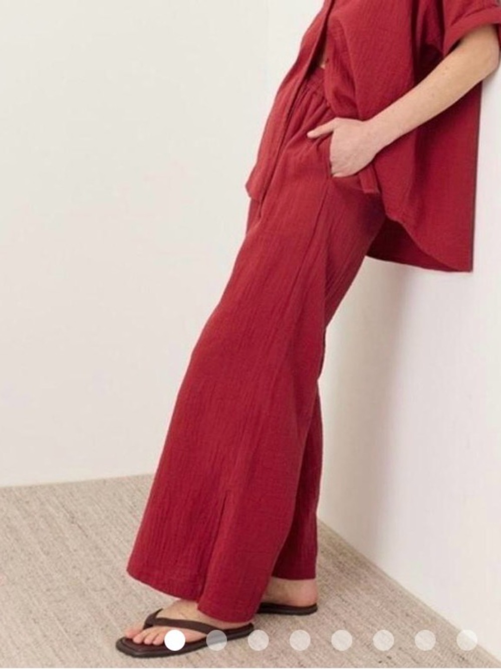 Pact Women's Cropped Elastic-Waist Pull-On Pants in Deep Red - Size L
